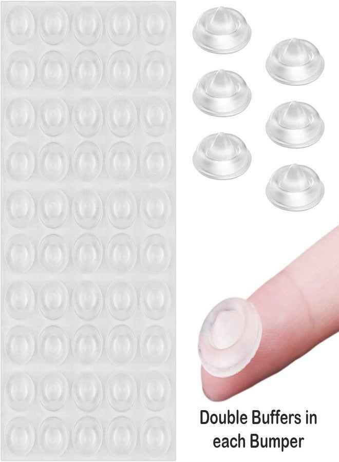 STORE 2508 Store2508 50 Pcs Double Buffer Design Cabinet Door Bumpers 0.4 x 0.2 Inches, Premium Sound Dampening Cabinet Bumpers Pads, Clear Self Adhesive Rubber Bumpers for Drawers, Cupboard - Image 5
